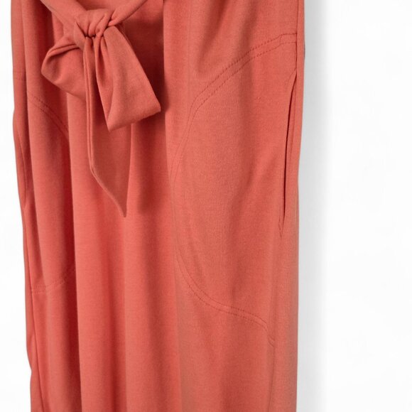 Vintage Tumbleweeds Tie Waist Midi Dress Women's 80s Scoop Neck Mesh Shoulder L - Picture 5 of 6